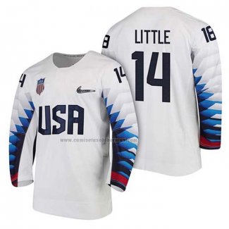 Camiseta Hockey USA Broc Little 2018 Olympic Blanco