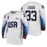 Camiseta Hockey USA David Leggio 2018 Olympic Blanco