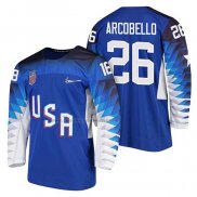 Camiseta Hockey USA Mark Arcobello 2018 Olympic Azul2