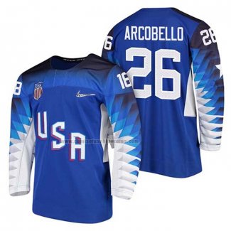 Camiseta Hockey USA Mark Arcobello 2018 Olympic Azul2