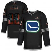 Camiseta Hockey Vancouver Canucks Daniel Sedin 2020 USA Flag Negro