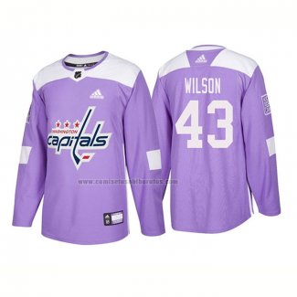 Camiseta Hockey Washington Capitals Tom Wilson Autentico 2018 Fights Cancer Violeta