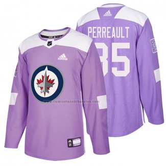 Camiseta Hockey Winnipeg Jets Mathieu Perreault 2018 Fights Cancer Violeta