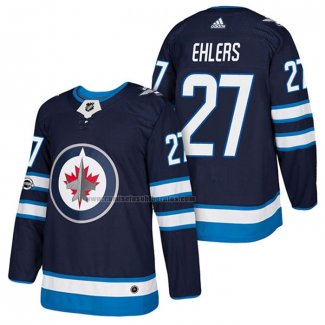 Camiseta Hockey Winnipeg Jets Nikolaj Ehlers Autentico Primera 2018 Azul