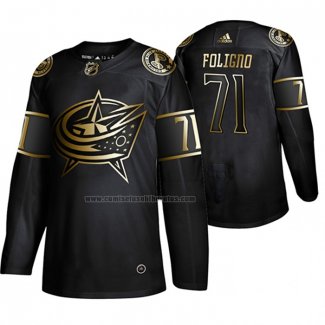 Camiseta Hockey Golden Edition Columbus Blue Jackets Nick Foligno Autentico Negro