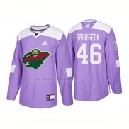 Camiseta Hockey Minnesota Wild Jared Spurgeon Autentico 2018 Fights Cancer Violeta