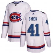 Camiseta Hockey Montreal Canadiens Paul Byron Autentico 2017 100 Classic Blanco