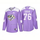 Camiseta Hockey Nashville Predators P.k. Subban Autentico 2018 Fights Cancer Violeta