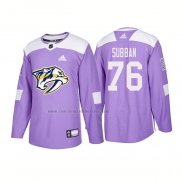 Camiseta Hockey Nashville Predators P.k. Subban Autentico 2018 Fights Cancer Violeta