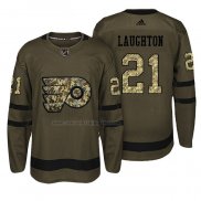 Camiseta Hockey Philadelphia Flyers Scott Laughton Salute To Service Verde Militar