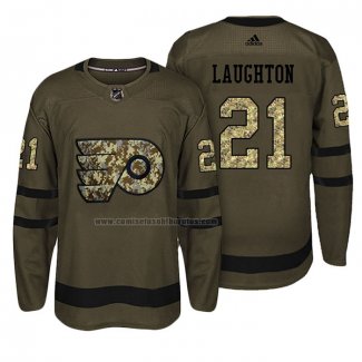 Camiseta Hockey Philadelphia Flyers Scott Laughton Salute To Service Verde Militar