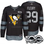 Camiseta Hockey Pittsburgh Penguins Marc Andre Fleury 1917-2017 100th Aniversario Negro