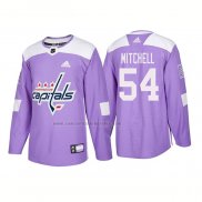 Camiseta Hockey Washington Capitals Mason Mitchell Autentico 2018 Fights Cancer Violeta