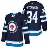 Camiseta Hockey Winnipeg Jets Michael Hutchinson Autentico Primera 2018 Azul