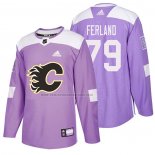 Camiseta Hockey Calgary Flames Micheal Ferland 2018 Fights Cancer Violeta