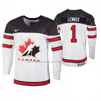 Camiseta Hockey Canada Tristan Lennox 2019 Hlinka Gretzky Cup Blanco