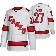 Camiseta Hockey Carolina Hurricanes Justin Faulk Segunda Autentico Jugador Blanco