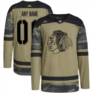 Camiseta Hockey Chicago Blackhawks Personalizada Military Appreciation Team Autentico Practice Camuflaje