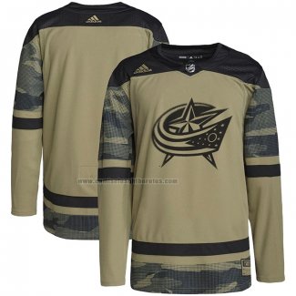 Camiseta Hockey Columbus Blue Jackets Military Appreciation Team Autentico Practice Camuflaje