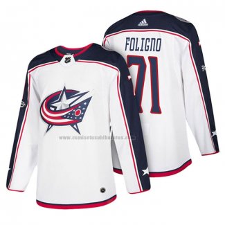 Camiseta Hockey Columbus Blue Jackets Nick Foligno 2018 Blanco