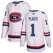 Camiseta Hockey Montreal Canadiens Jacques Plante Autentico 2017 100 Classic Blanco