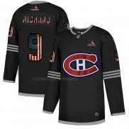 Camiseta Hockey Montreal Canadiens Maurice Richard 2020 USA Flag Negro