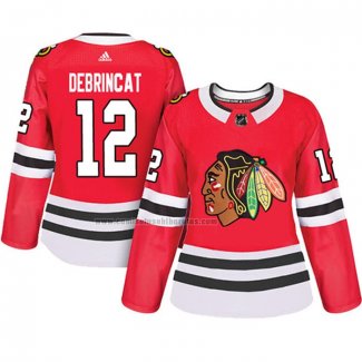 Camiseta Hockey Mujer Chicago Blackhawks Alex Debrincat Autentico Jugador Rojo