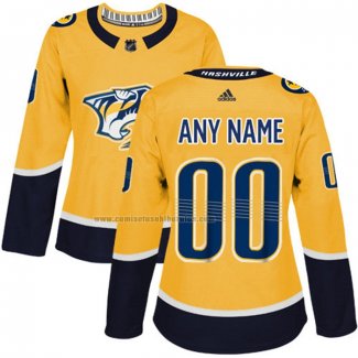 Camiseta Hockey Mujer Nashville Predators Personalizada Primera Amarillo