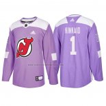 Camiseta Hockey New Jersey Devils Keith Kinkaid 2018 Fights Cancer Violeta