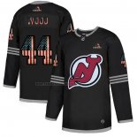 Camiseta Hockey New Jersey Devils Miles Wood 2020 USA Flag Negro