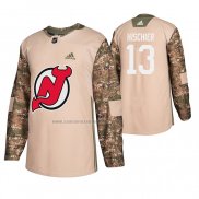 Camiseta Hockey New Jersey Devils Nico Hischier Veterans Day Camuflaje