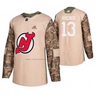 Camiseta Hockey New Jersey Devils Nico Hischier Veterans Day Camuflaje