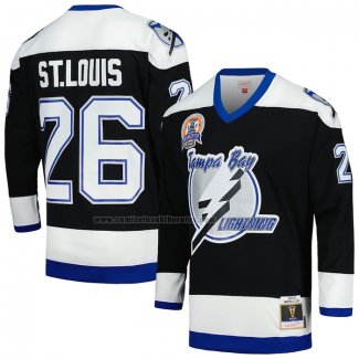 Camiseta Hockey Tampa Bay Lightning Martin St. Louis Mitchell & Ness 2004 Stanley Cup Campeon Blue Line Negro