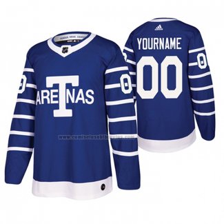 Camiseta Hockey Toronto Maple Leafs Personalizada Throwback Autentico Pro Azul