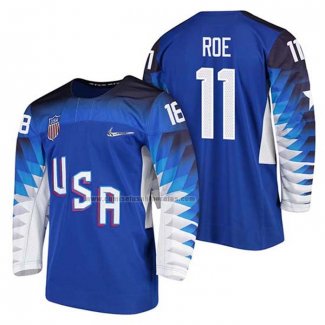 Camiseta Hockey USA Garrett Roe 2018 Olympic Azul2