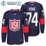 Camiseta Hockey USA Tj Oshie Premier 2016 World Cup Azul