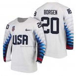 Camiseta Hockey USA Will Borgen 2018 Olympic Blanco