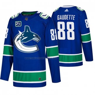 Camiseta Hockey Vancouver Canucks Adam Gaudette 2019-20 Primera Autentico Azul