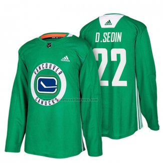 Camiseta Hockey Vancouver Canucks Daniel Sedin New Season Practice Verde