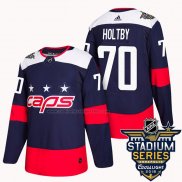 Camiseta Hockey Washington Capitals Braden Holtby 2018 Stadium Series Autentico Azul