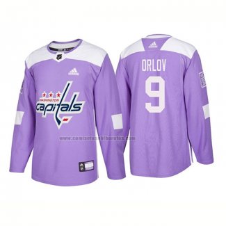 Camiseta Hockey Washington Capitals Dmitry Orlov Autentico 2018 Fights Cancer Violeta