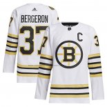 Camiseta Hockey Boston Bruins Patrice Bergeron Alterno Primegreen Autentico Blanco1