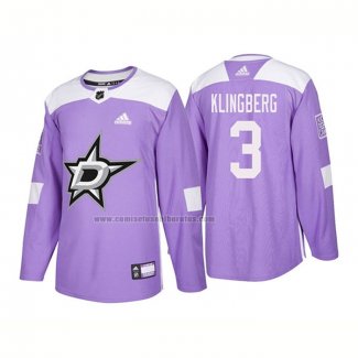 Camiseta Hockey Dallas Stars John Klingberg Autentico 2018 Fights Cancer Violeta