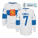 Camiseta Hockey Finlandia Esa Lindell Premier 2016 World Cup Blanco