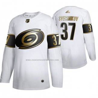 Camiseta Hockey Golden Edition Carolina Hurricanes Andrei Svechnikov Autentico Blanco