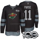 Camiseta Hockey Minnesota Wild Zach Parise 1917-2017 100th Aniversario Negro