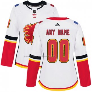 Camiseta Hockey Mujer Calgary Flames Personalizada 2018 Blanco