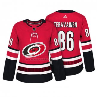 Camiseta Hockey Mujer Carolina Hurricanes Teuvo Teravainen Autentico Jugador Rojo