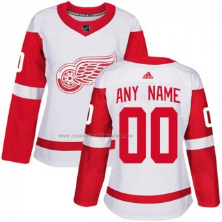 Camiseta Hockey Mujer Detroit Red Wings Personalizada Segunda Blanco