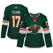 Camiseta Hockey Mujer Minnesota Wild Marcus Foligno Autentico Jugador Verde